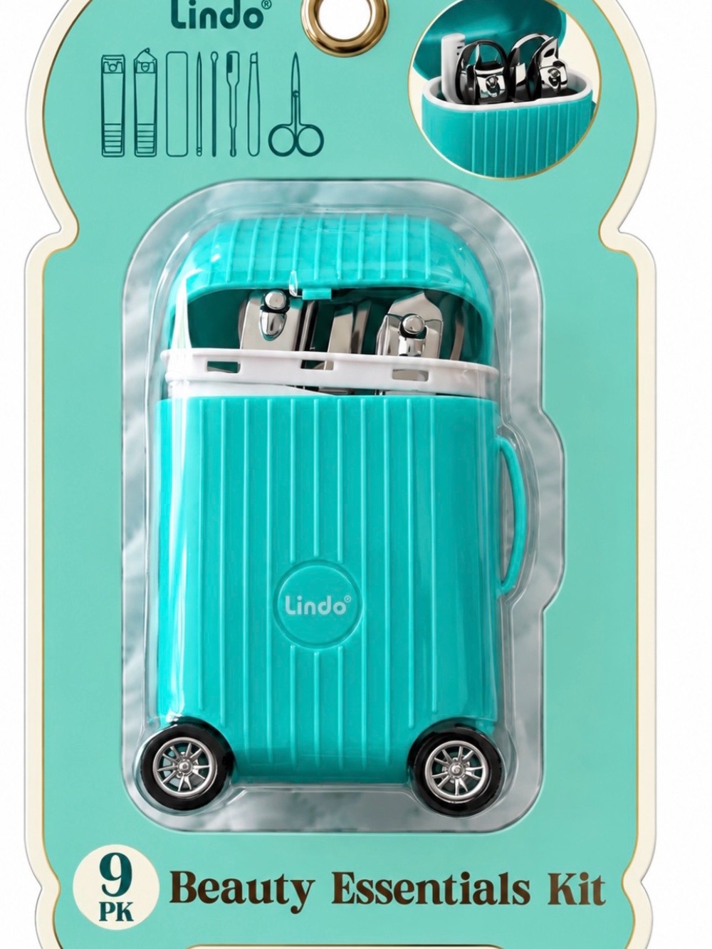Turquoise Travel-Style 9-Piece Beauty Essentials Kit